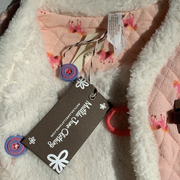 NWT Matilda Jane Pink and White Western Reversible Quilted Sherpa Vest - Picture 7 of 11